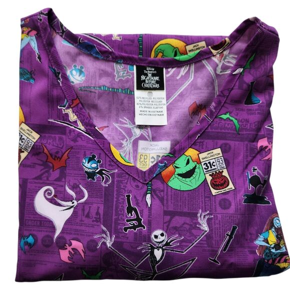 Disney The Nightmare Before Christmas Scrub Top Size 3XL Jack Skellington New - Picture 1 of 9